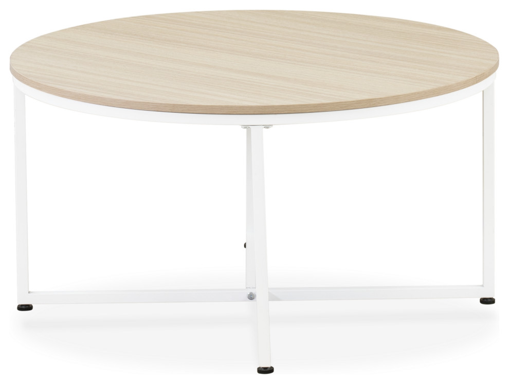 Madison Round Coffee Table  Powder Coating White  White Wood Laminate   Contemporary   Coffee Tables   by Morning Design Group  Inc  Houzz