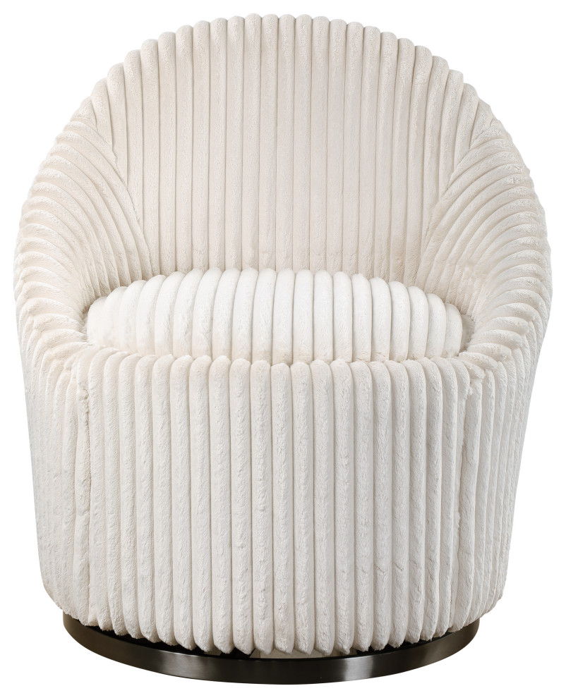 Uttermost Crue White Swivel Chair   Contemporary   Armchairs And Accent Chairs   by HedgeApple  Houzz