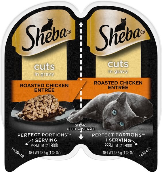 Sheba Perfect Portions Grain-Free Roasted Chicken Cuts in Gravy Entree Cat Food Trays