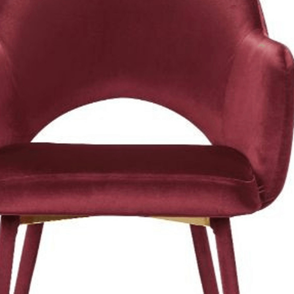 22 quotRed Velvet And Gold Solid Color Parsons Chair   Midcentury   Dining Chairs   by HomeRoots  Houzz