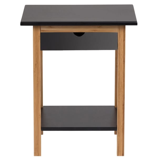 2 Tier Solid Bamboo Frame End Table with Drawer