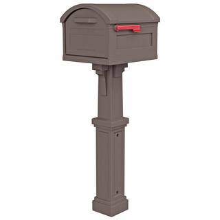 Architectural Mailboxes Grand Haven Mocha Extra Large Plastic Mailbox and Post Combo GHC40MAM