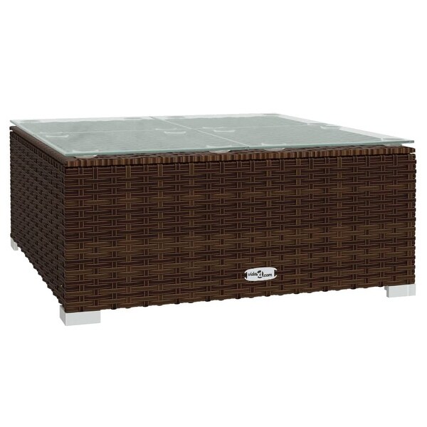 vidaXL Patio Lounge Set with Cushions Poly Rattan Brown