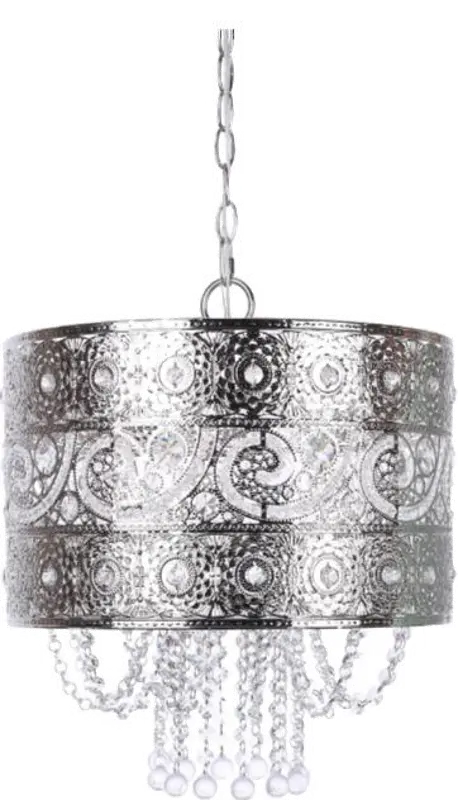 Tangier Nickel Pendant Light with Crystal Dangles