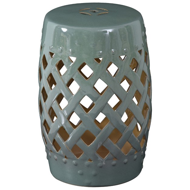 X 18 quot Ceramic Garden Stool With Woven Lattice Design amp Glazed Strong Materials