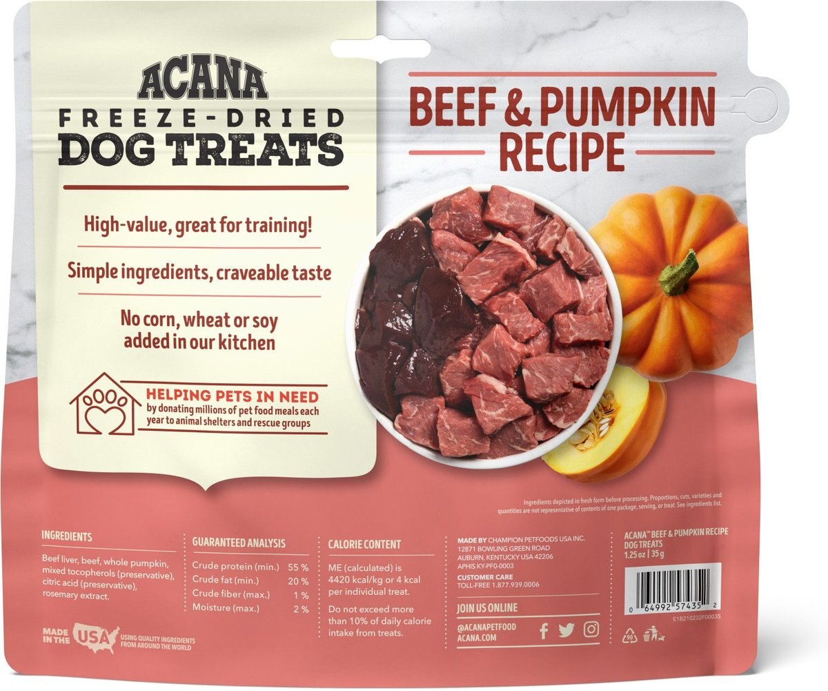 ACANA Singles Beef and Pumpkin Formula Grain-Free Freeze-Dried Dog Treats