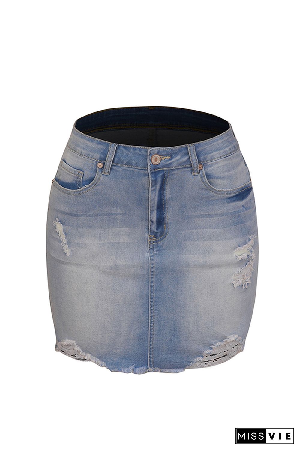 Ripped Denim Mini Skirt Wholesale