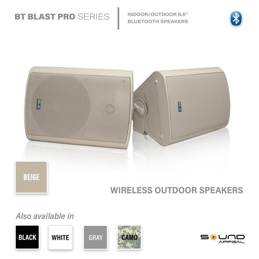 Sound Appeal Bluetooth 6.50 in. IndoorOutdoor Weatherproof Patio Speakers Wireless Outdoor Speakers Beige SA-BT6.5BG