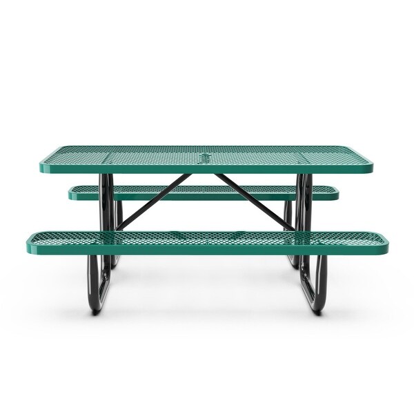 Commercial Grade Expanded Mesh Metal Outdoor Picnic Table with Anchors