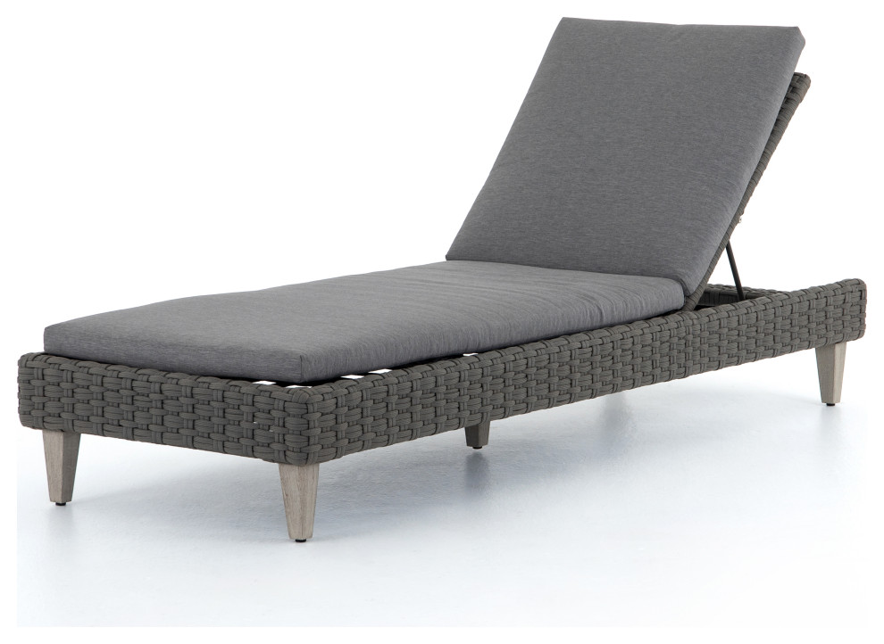 Remi Outdoor Chaise Lounge  Charcoal   Tropical   Outdoor Chaise Lounges   by Four Hands  Houzz