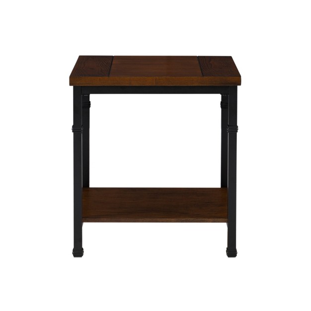 Austin Industrial Style Metal End Table With Shelf Brown black Linon