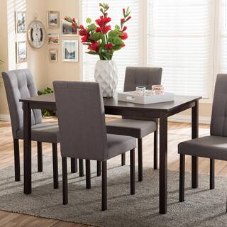 Baxton Studio Andrew 9-Grids 5-Piece Gray Fabric Upholstered Dining Set 5255-6810-HD