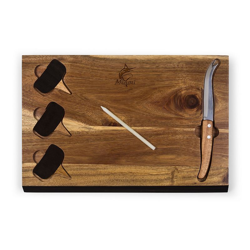 Picnic Time Miami Marlins Delio Cheese Cutting Board and Tools Set