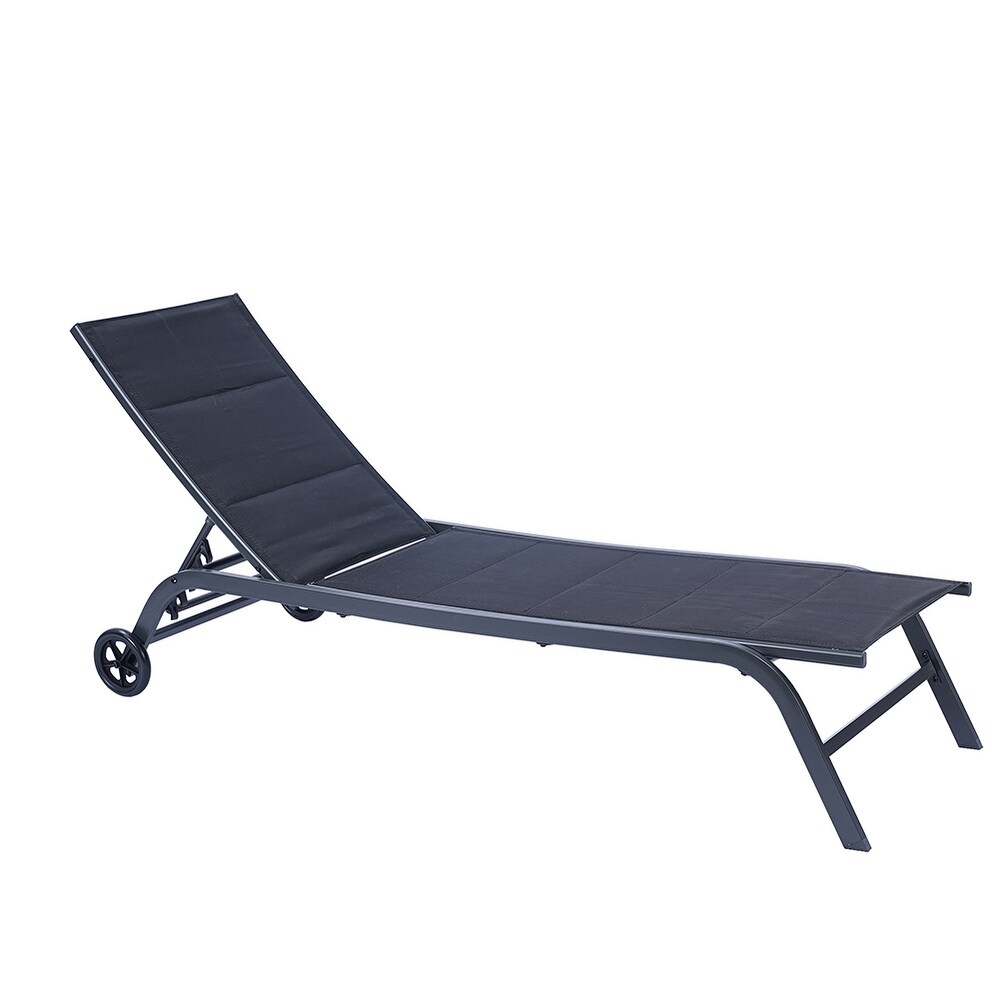 Outdoor Chaise Lounge Chair  Five Position Adjustable Metal Recliner