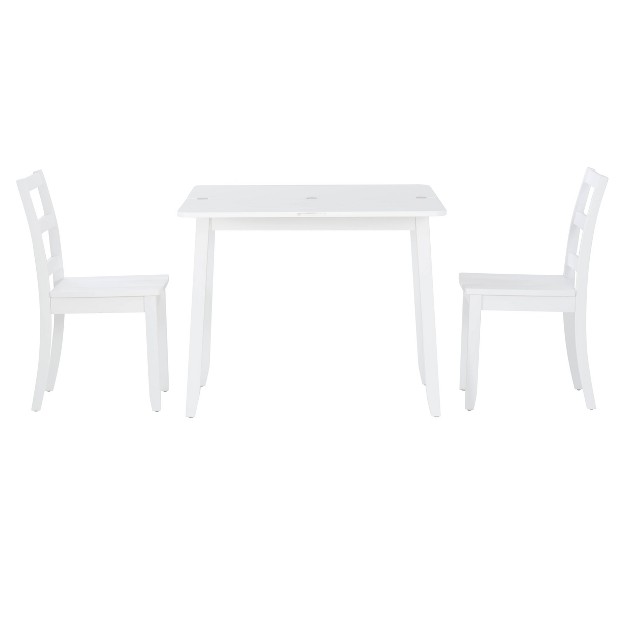 3pc Alberts Solid Wood Hidden Storage Folding Dining Set Clean Bright White Finish Linon