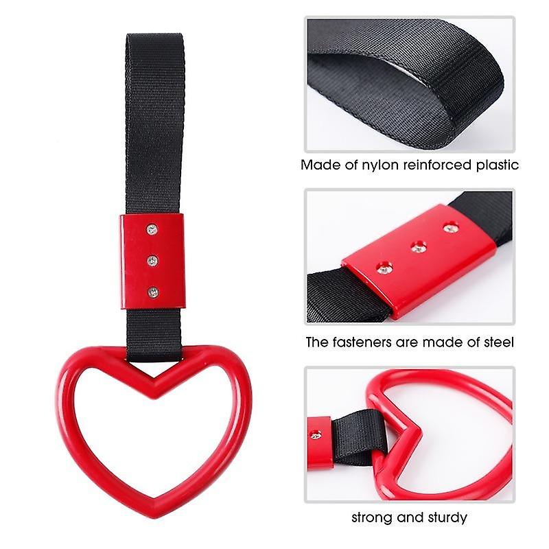 Car Heart Styling Pendant Handle Tsurikawa Ring Rear Bumper Warning Round Pendants Charm Strap Decor Accessories