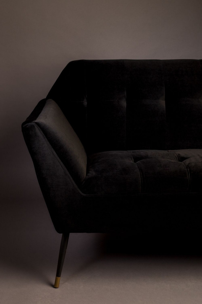 Black Velvet 2 Seater Sofa  Dutchbone Kate   Midcentury   Sofas   by Luxury Furnitures  Houzz