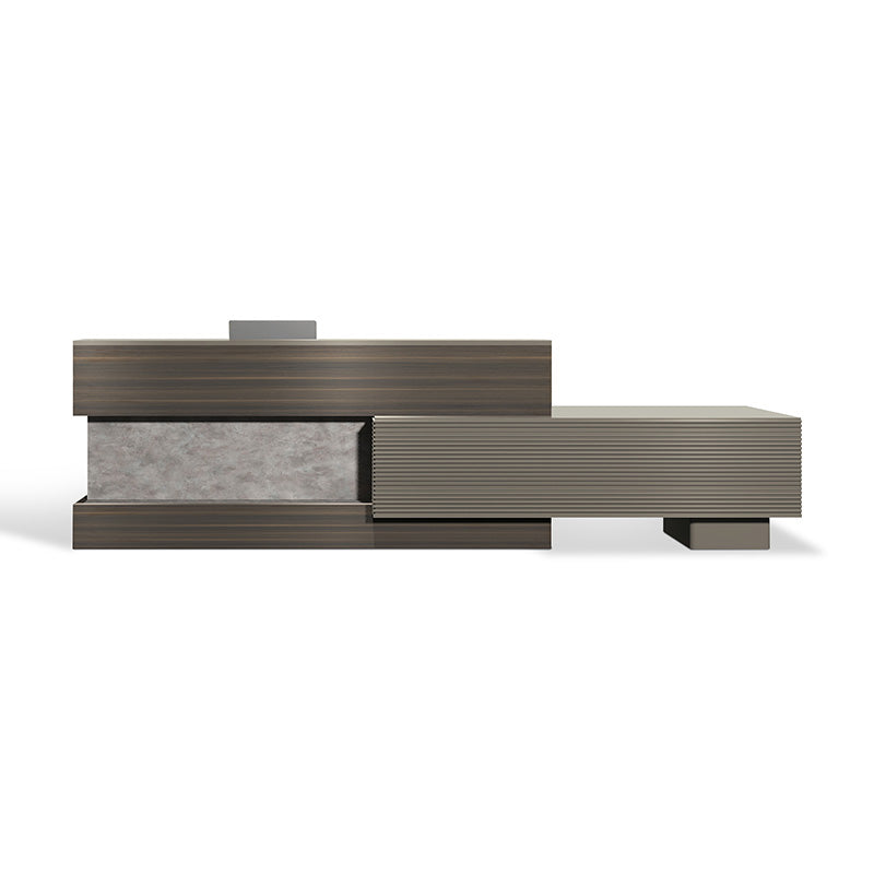 KASPER Reception Desk Right Panel 2.8M - Chocolate & Charcoal Grey