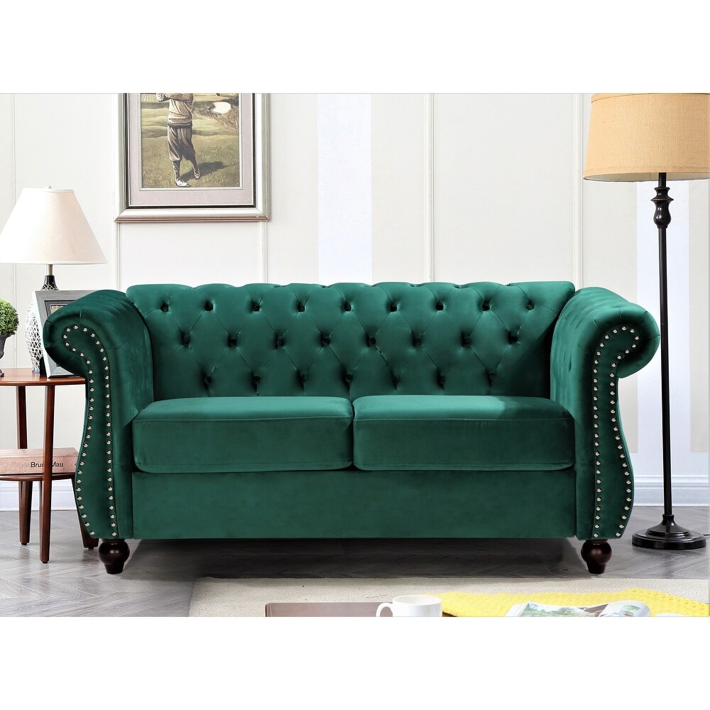 Kemos Velvet Chesterfield Loveseat