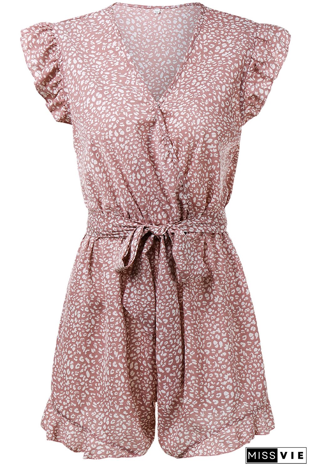 Polka Dot V-neck Ruffles Romper Wholesale