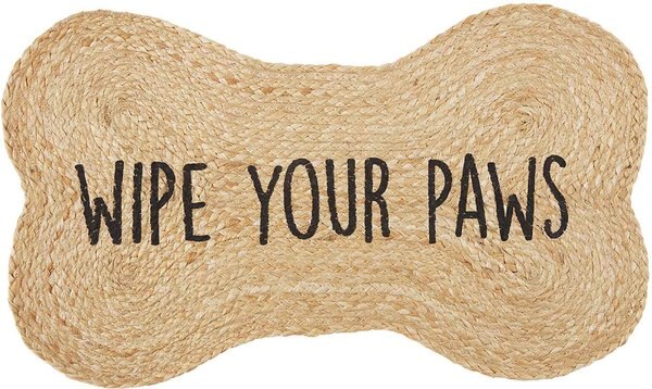 Mud Pie Jute Dog Bone Door Mat， Tan