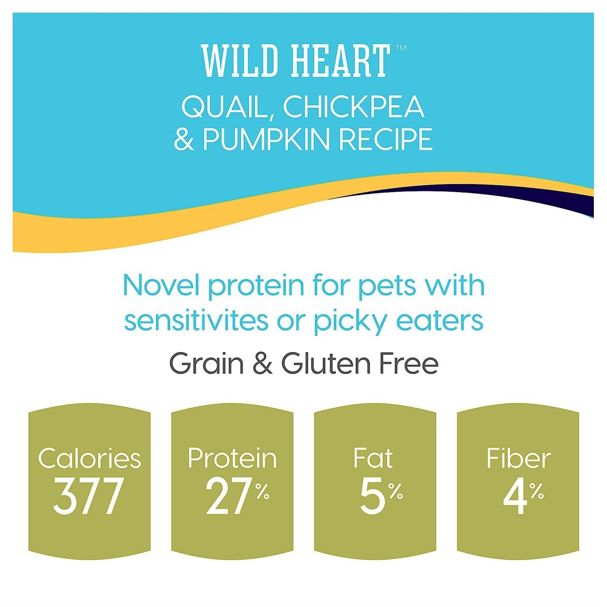 Solid Gold Wild Heart Sensitive Stomach Grain-Free Quail， Chickpea and Pumpkin Dry Dog Food