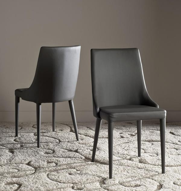 Maysa 19 quotH Leather Side Chair Gray   Midcentury   Dining Chairs   by V.S.D Furniture  Houzz