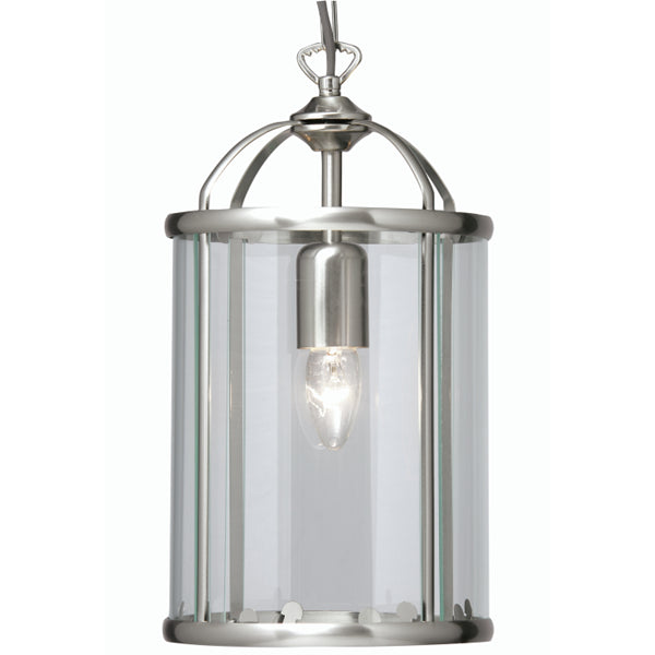 Oaks 351/1 AC Fern Antique Chrome 1 Lamp Lantern Pendant with Glass Panels