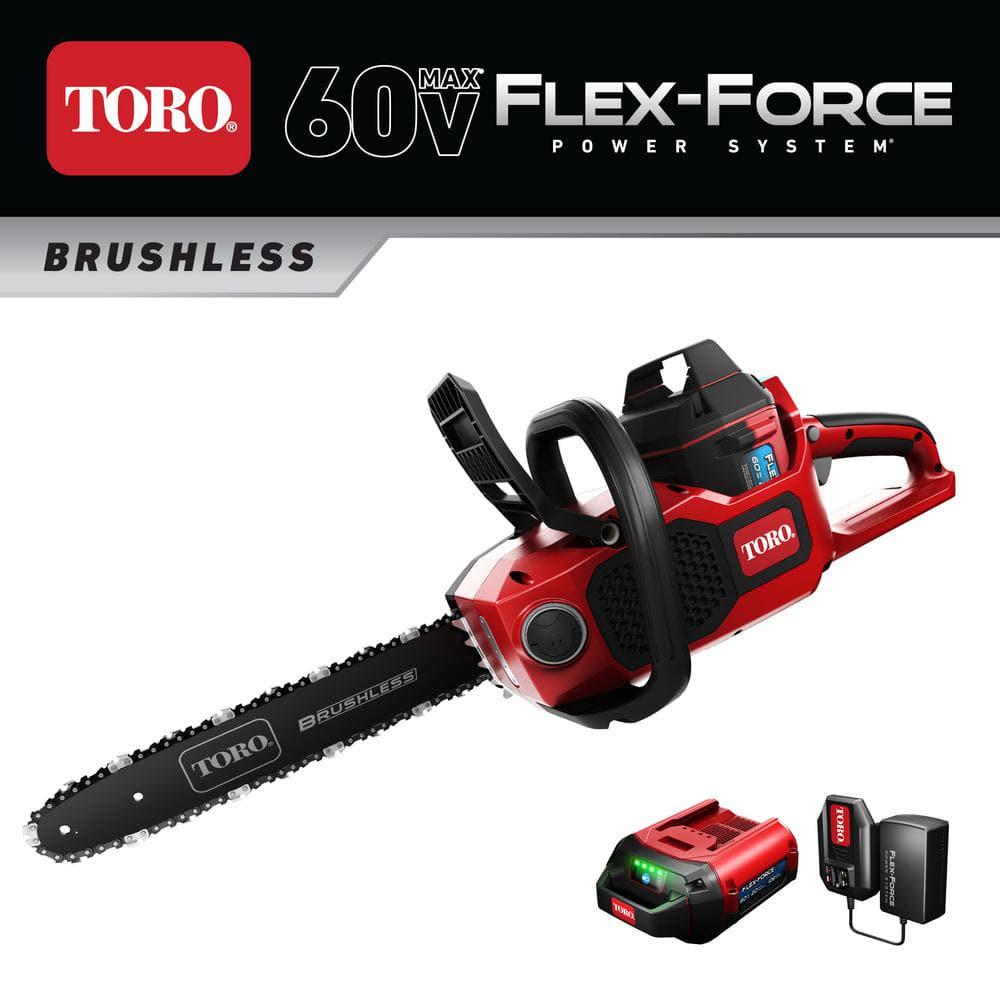 Toro 60Volt Max LithiumIon Brushless Battery 16 in Chainsaw  20 Ah Battery and Charger Included