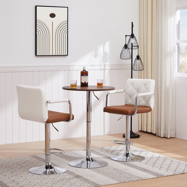 VECELO， Adjustable Swivel Modern Bar Stools (Set of 2/Set of 4) - Black， White