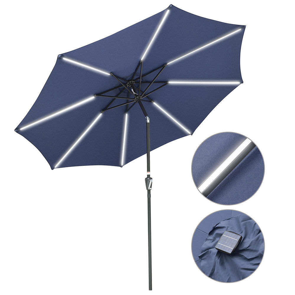 Yescom Solar Umbrella w/ Lights Tilt Market Umbrella 10ft 8-Rib