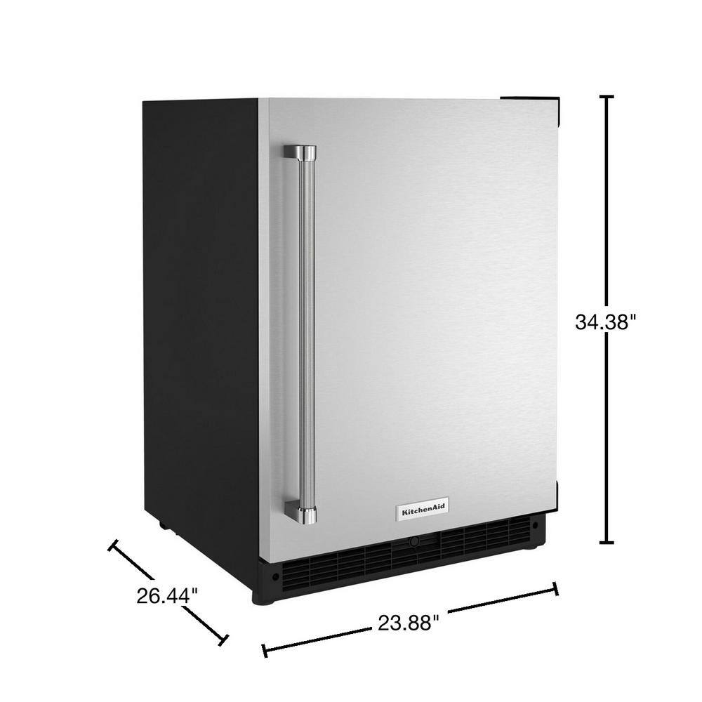 KitchenAid 5.0 cu. ft. Mini Fridge in Black Cabinet with Stainless Door without Freezer KURR114KSB