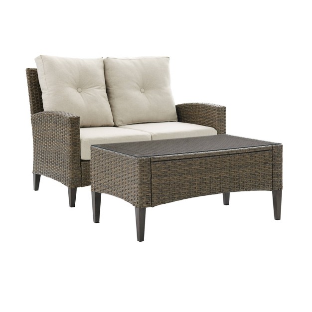 Rockport 2pc Outdoor Wicker Loveseat Seating Set Crosley