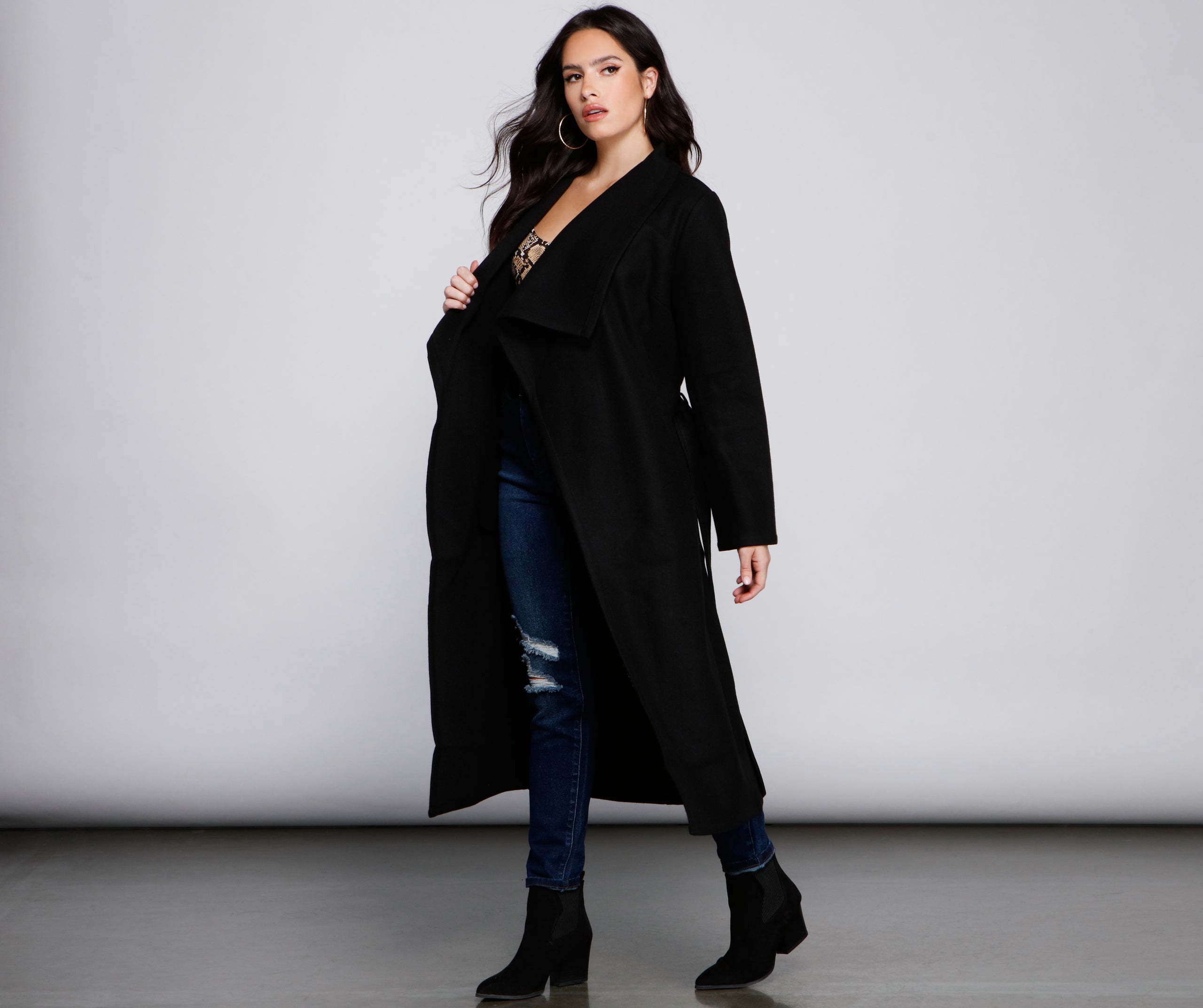 Timeless Sophistication Belted Faux Wool Coat