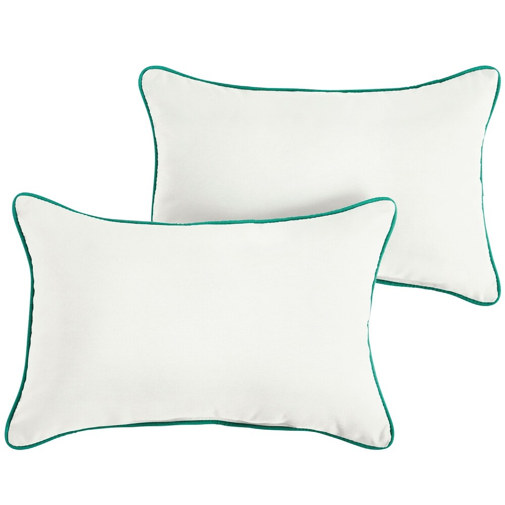 Sunbrella Canvas Natural/ Canvas Teal Indoor/ Outdoor Pillow Set