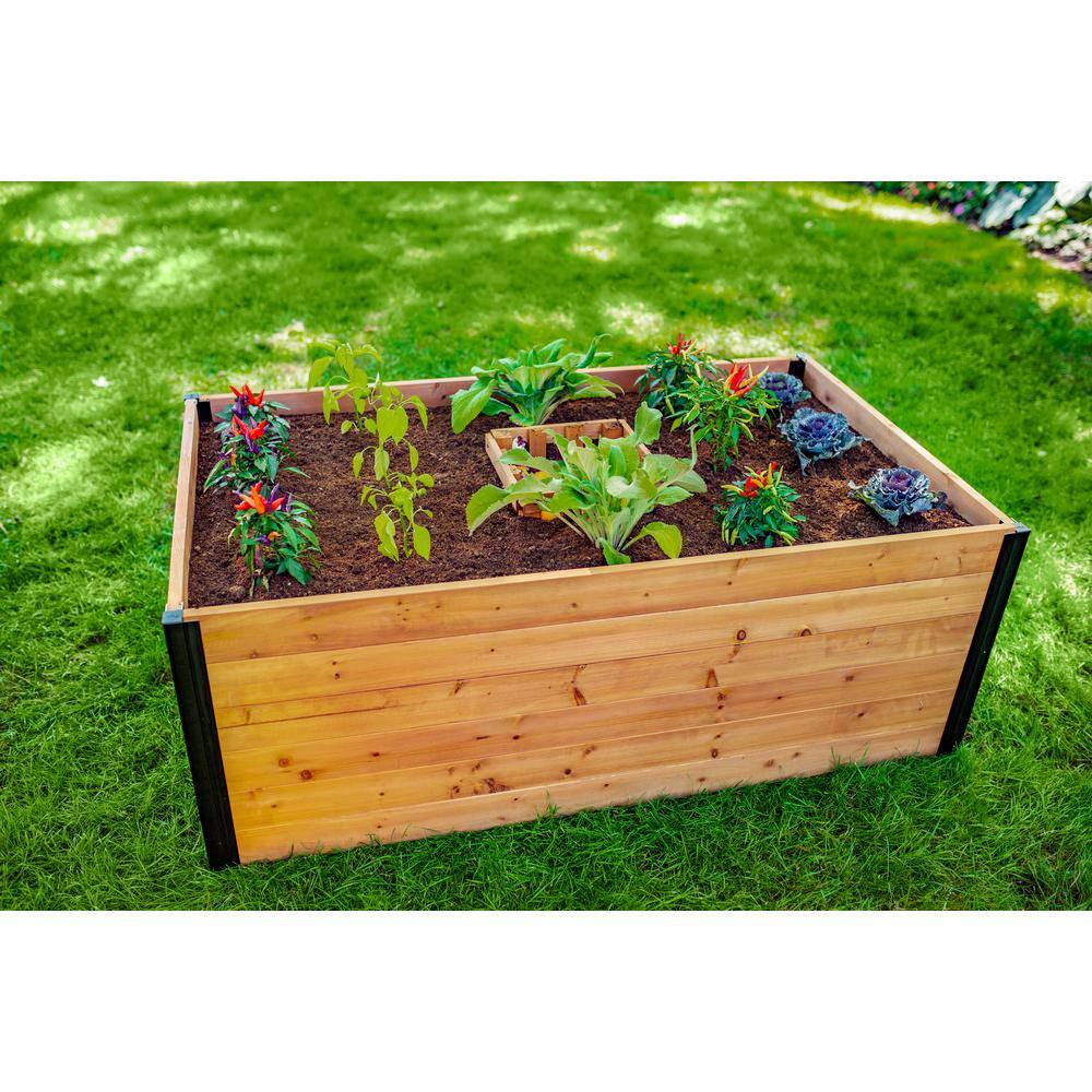 VITA Mezza 3'L x 5'W x 22H Cedar Keyhole Composting Garden Golden Brown VT17702 VT17702