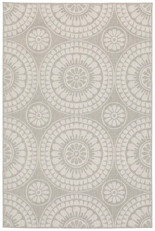 Portofino 5 x 8 Medium Gray and Ivory Indoor-Outdoor Rug