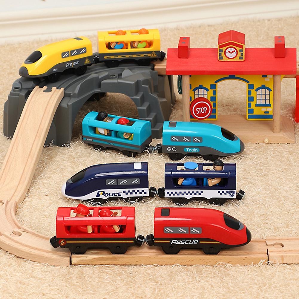 Electric Train Toy Wooden Track Children Educational Train Model Toy Gift Style A