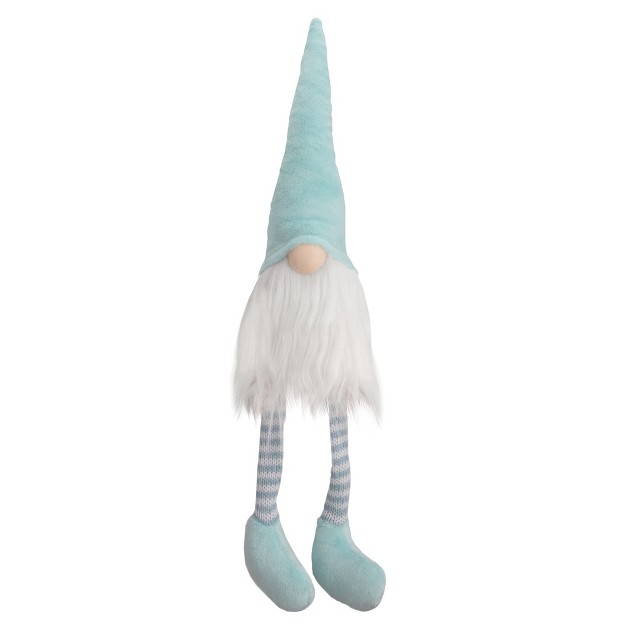 Aqua And White Sitting Spring Gnome Figure