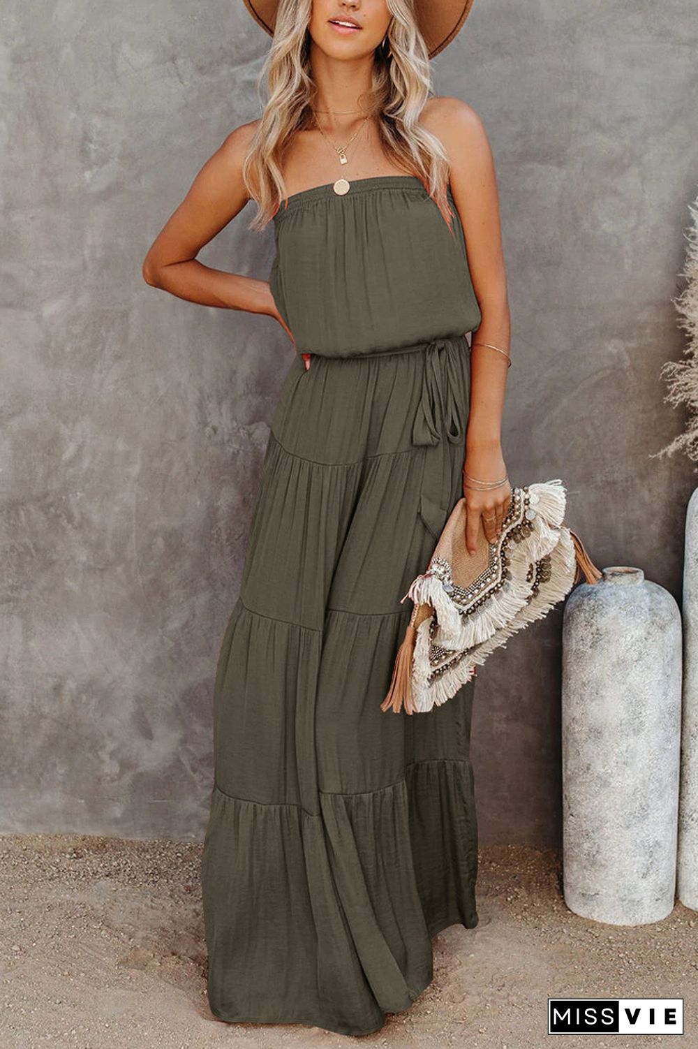 KarliDress Free Falling Strapless Tiered Maxi Dress P12552