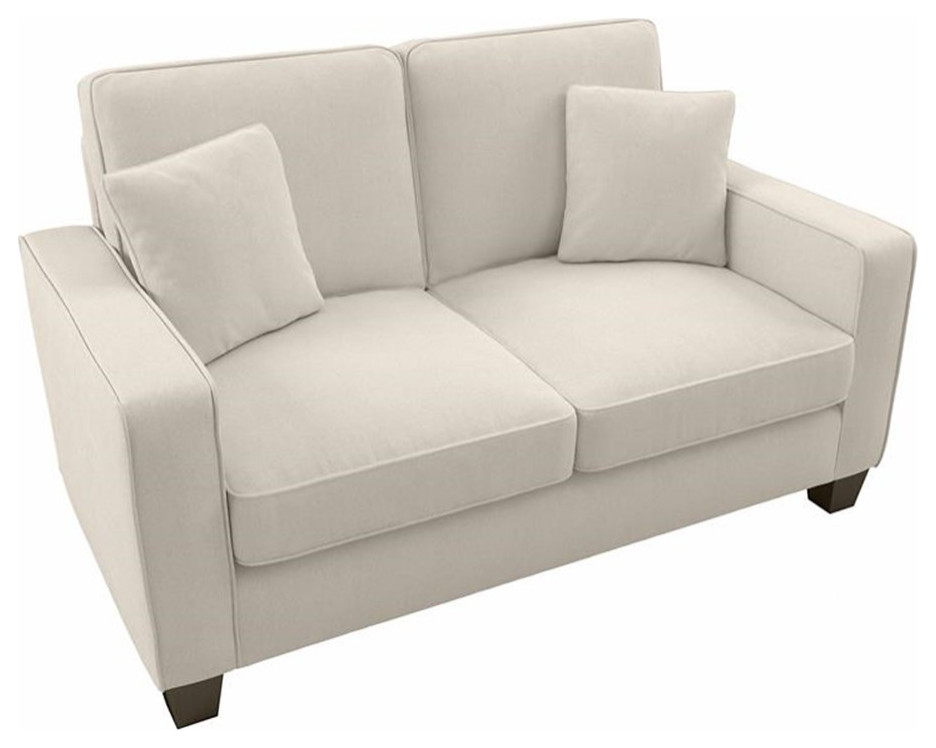 Catania Modern / Contemporary 61W Loveseat in Cream Herringbone Fabric   Transitional   Loveseats   by Homesquare  Houzz