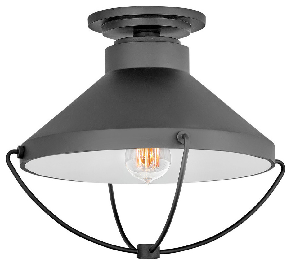 Hinkley Crew 2693Bk New Medium Flush Mount  Black   Beach Style   Outdoor Flush mount Ceiling Lighting   by Lights Online  Houzz