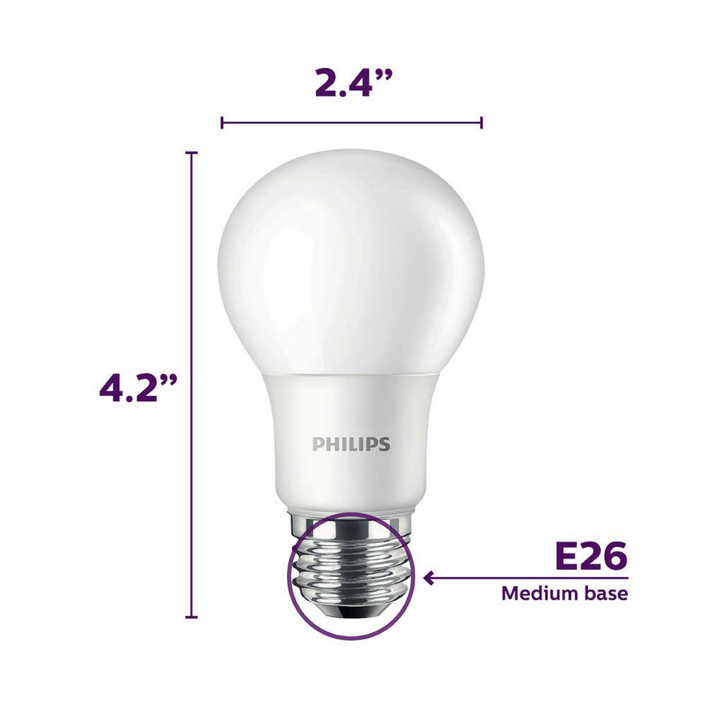 Philips 40-Watt Equivalent A19 Non-Dimmable E26 LED Light Bulb Soft White 2700K (4-Pack) 565341