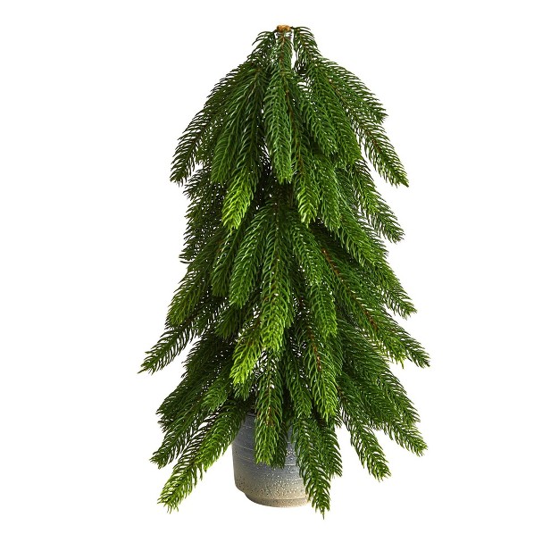 Nearly Natural 1.42-ft Pine Artificial Christmas Tree In Decorative Planter