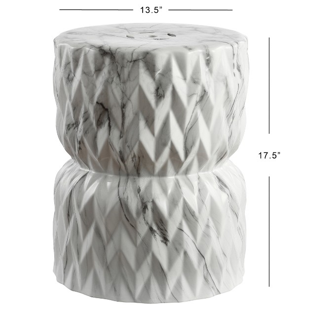 White Marble Finish Ceramic Garden Stool