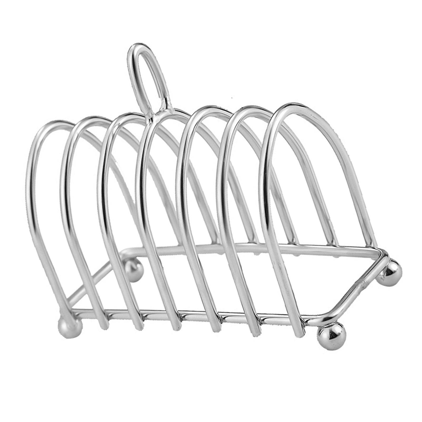 Toast Rack Stainless Steel 6 Slice Slot Breakfast Toast Bread Rack Holder with Handle for Kitchen Bakery