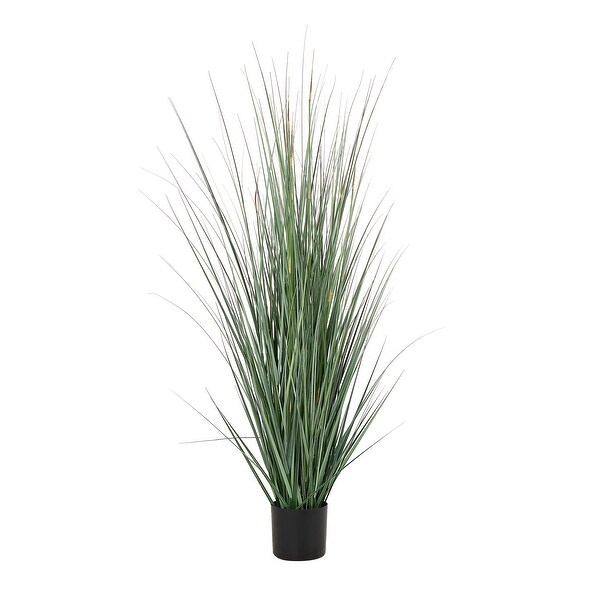 Green Faux Foliage Tall Onion Grass Artificial Plant with Black Plastic Pot