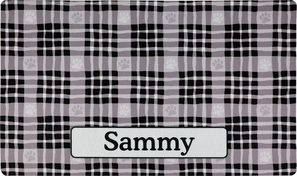 Drymate Black Paw Plaid Personalized Dog and Cat Placemat