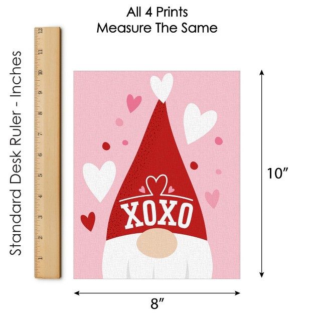 Big Dot Of Happiness Valentine Gnomes Unframed Valentine x27 s Day Linen Paper Wall Art Set Of 4 Artisms 8 X 10 Inches