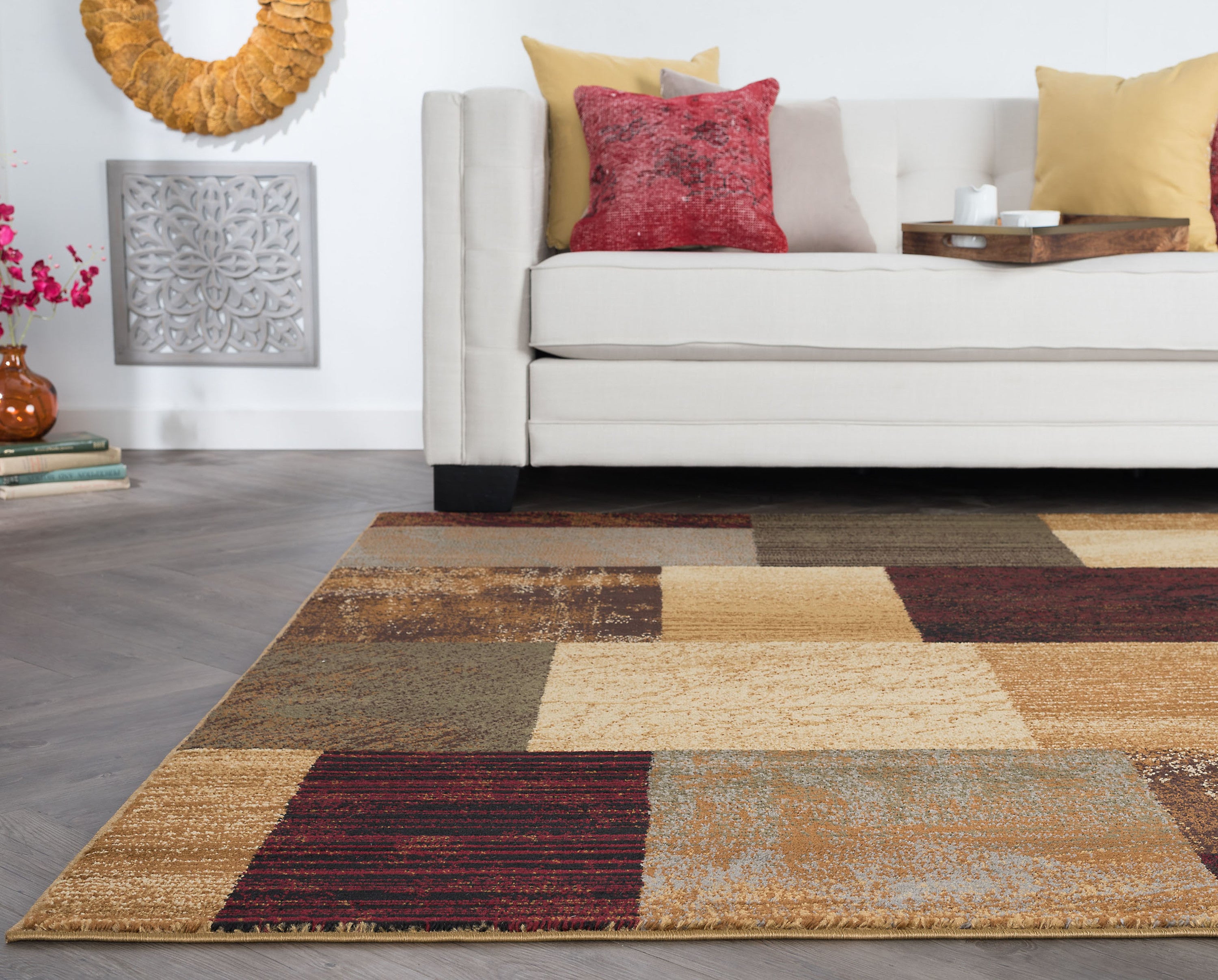 Contemporary 8x10 Area Rug (76 x 910) Geometric Multi-Color Living Room Easy to Clean